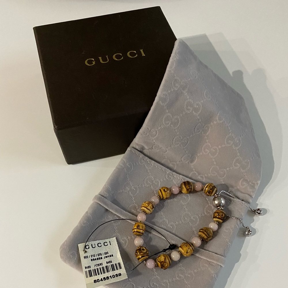COPY - GUCCI Rhodonite and Bamboo Bracelet